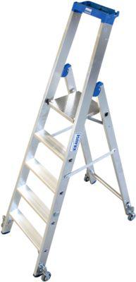 Alu-Stufenstehleiter, fahrbar, 5 Stufen