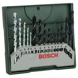 Mini-X-Line Mixed-Set, 15-teilig, 5 Stein-, 5 Metall-, 5 Holzbohrer