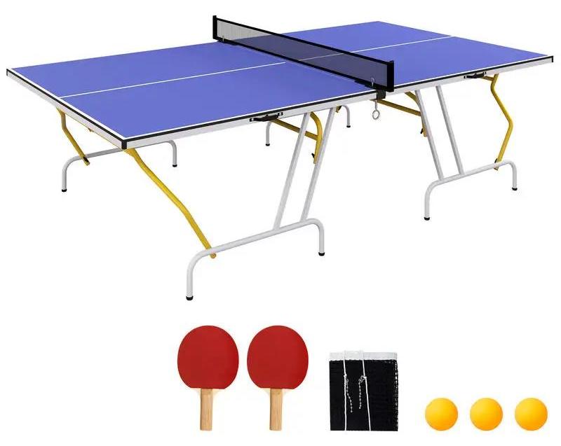 Tischtennisplatte - Klappbarer Ping Pong Tisch für Indoor - Metallgestell - 274x152x76 cm - Inkl 2 Schläger, 3 Bälle, Netz - Blau