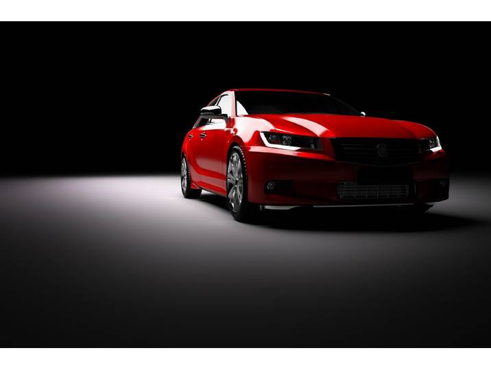 Fototapete PAPERMOON Rotes Auto im Rampenlicht , bunt, B:2,5m L:1,9m, Vlies, Tapeten, Fototapete