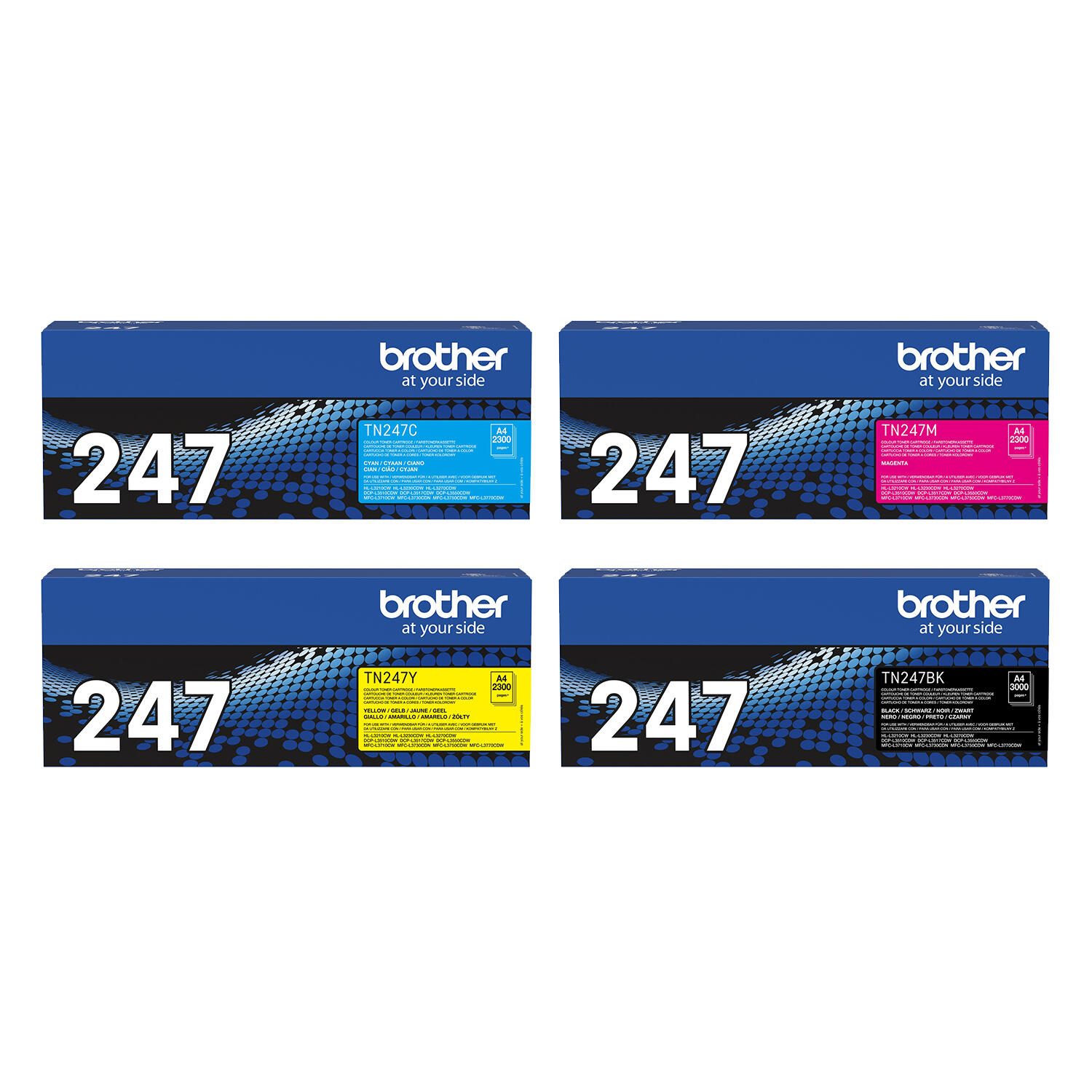 Brother Original TN-247 Jumbo Toner - 4er Multipack (TN247C, TN247M, TN247Y, TN247BK) OPTN247set