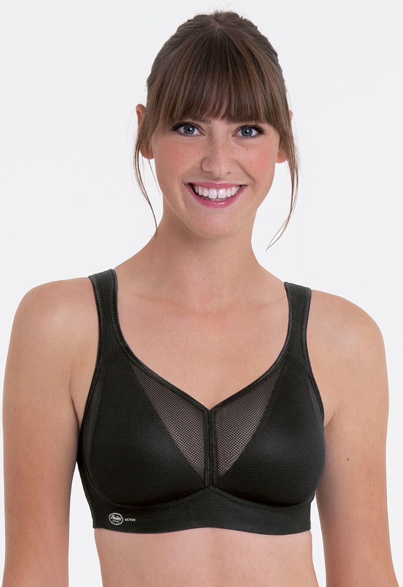 Sport-BH ANITA ACTIVE "Air Control Deltapad", Damen, Gr. 70, Cup B, schwarz, Netz, Obermaterial: 49% Polyamid, 39% Polyester, 12% Elasthan, Mesh, Netz, durchscheinend, matt, unifarben, Basic, regular fit, BHs Sport-BH, doppellagige Cups, gepolsterte Träge