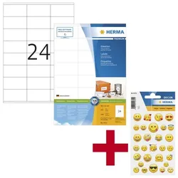 Herma 2400er-Set Universal-Klebeetiketten »4453« inkl. Sticker »Decor Lovely Emojis«