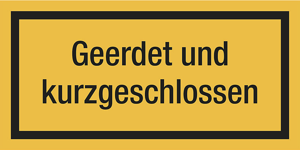 kaiserkraft Kombischilder mit Text für Warnkennzeichen, Geerdet und kurzgeschlossen, VE 10 Stk, Folie, LxH 100 x 50 mm
