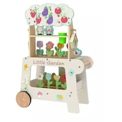 Tooky Toy: Schiebbarer Gartenwagen aus Holz