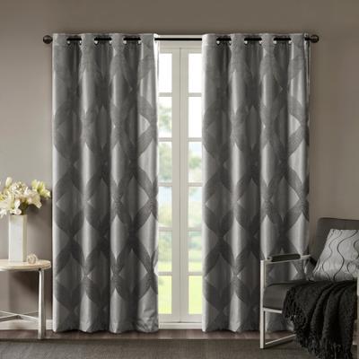 SunSmart Bentley Ogee Knitted Jacquard Geometric Total Blackout Single Curtain Panel