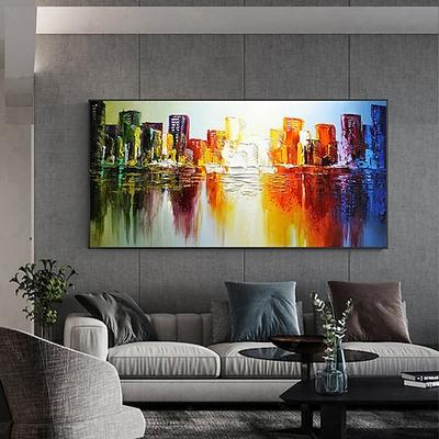 Handgefertigtes Ölgemälde auf Leinwand, Wandkunst, Dekoration, abstrakte Landschaftsmalerei, Farbe, Architektur für Wohnkultur, gerollt, rahmenlos, ungedehnt