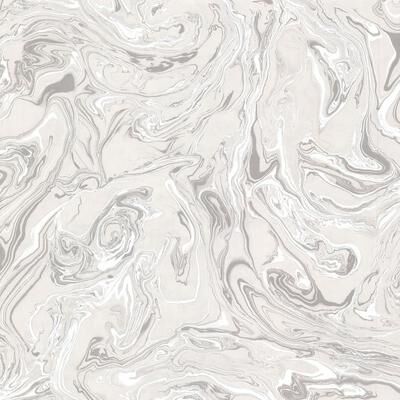 Brewster Olympia Light Grey Marble Wallpaper - 20.5in x 396in x 0.025in