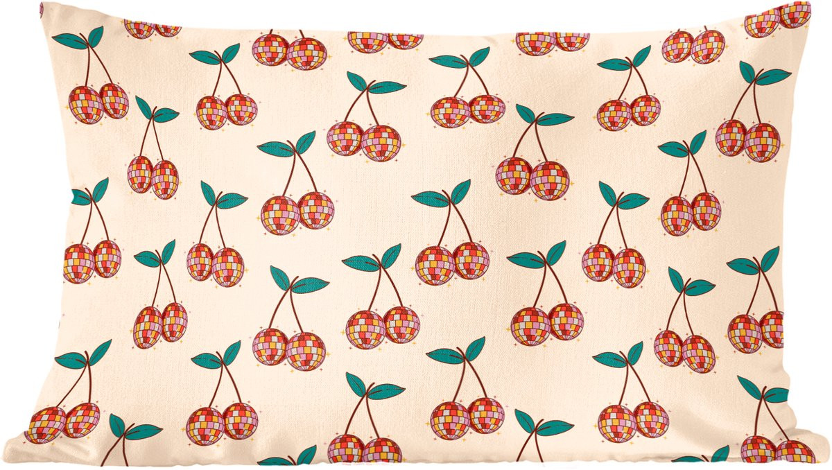 PillowMonkey Sierkussen met Disco Patroon in de kleur Kers, 50 x 30 cm