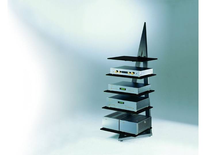 Schroers & Schroers TV-Rack Alphastatic, Hifi Möbel mit 5 Glas-Fachböden, Breite 50 cm