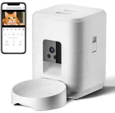 Inspired Finds SmartMeal 2L WiFi Pet Feeder With Camera, Timer & Slow Feeding Control 2l Camera White