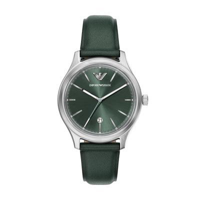 Quarzuhr EMPORIO ARMANI, grün, Armbanduhren, Herren, Quarzuhr, Armbanduhr, Herrenuhr, Lederarmband, analog, Tag