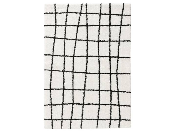 benuta Hochflorteppich Louise Schwarz/Weiß 120x170 cm, Abstrakt, Rechteckig, 120x170 cm, wasserabweisend, Teppiche und Böden, Teppiche, Hochflorteppiche & Shaggys