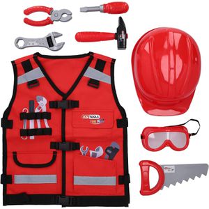 KS-Tools Kinderwerkzeug 100200, Werkzeug-Weste, Helm, Brille & Werkzeug, 9-teilig