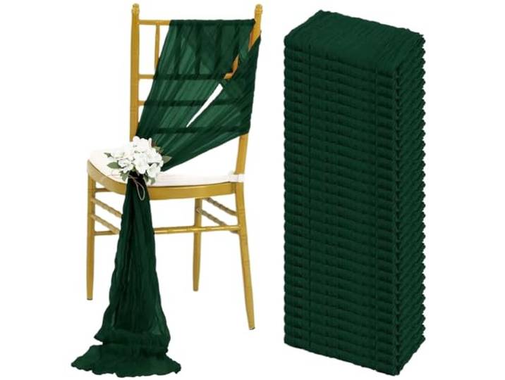 Stuhlschleifen für Hochzeiten 30PCS 30x275cm Hochzeit Grün Stuhl Schärpen Dekoration Gaze Bogen Abdeckung for Empfang Party(30PCS Dark green)