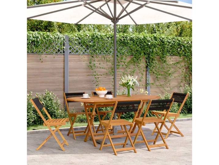 Chaises de jardin pliantes lot de 6 noir bois d'acacia massif siège de jardin chaise de patio chaise à manger de 3214602