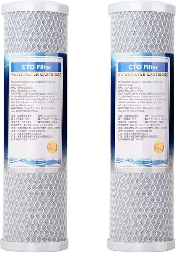 INF 2er-Pack 10-Zoll Universal Wasserfilterkartusche - Komprimierte Kohle