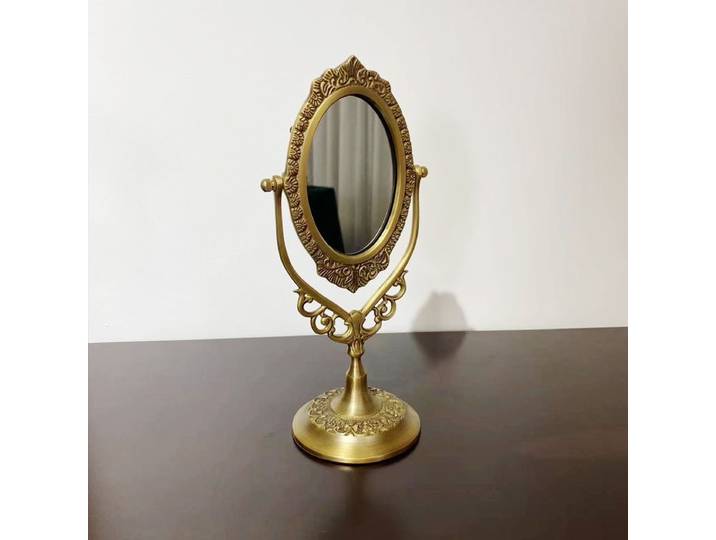 Miroir de maquillage de luxe léger rétro en laiton de style européen, mariage, pendaison de crémaillère, cadeau d'anniversaire, miroir de maquillage de bureau américain déco
