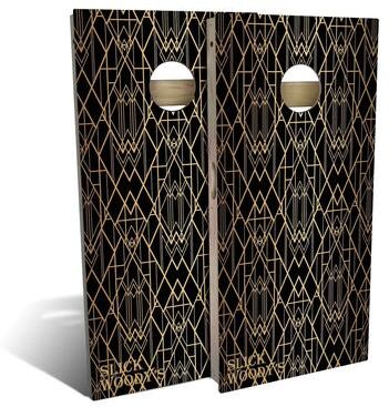 Skip's Garage Art Deco Outdoor Cornhole Board Set