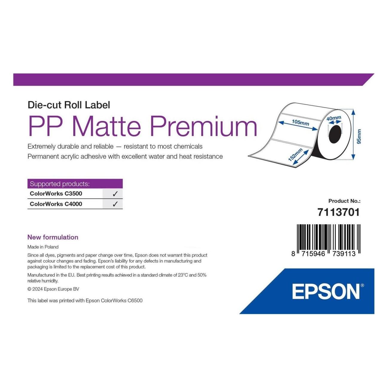 Epson Pp Matte Label Premium Die-Cut (105 mm) (7113701)