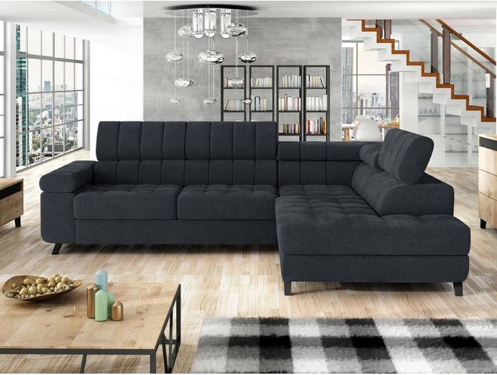 MIRJAN24 Ecksofa Nord, mit Bettkasten und Schlaffunktion, Typs L , Einstellbare Kopfstützen, 264x203x73 cm