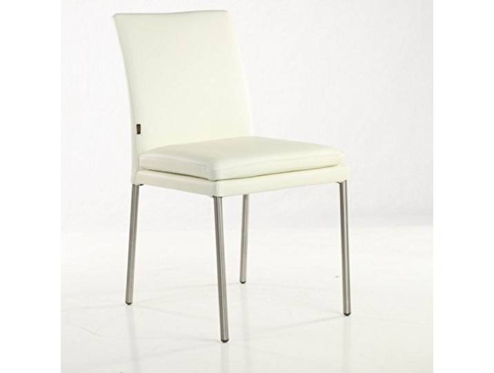 SIX Lederstuhl Ricco Rindsleder Creme Weiss Leder-Stuhl Lederstühle Edelstahl