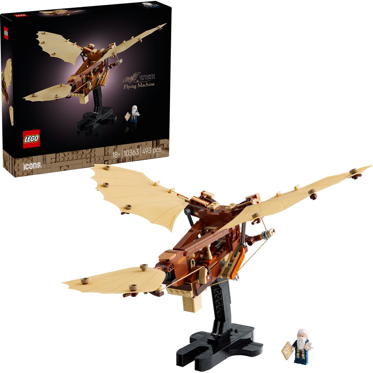 LEGO Icons 10363 Leonardo da Vincis Fluggerät, Deko für Erwachsene