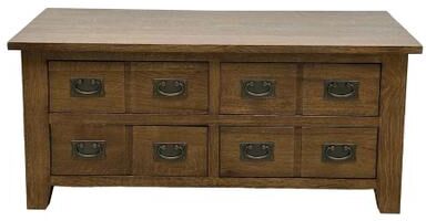 Crafters and Weavers Mission 8 Drawer Coffee Table - Walnut