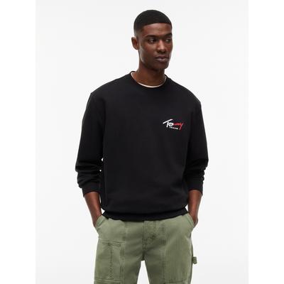 Sweatshirt TOMMY JEANS "TJM REGULAR ENTRY SIGNATURE", Herren, Gr. XXL, schwarz, Sweatware, Obermaterial: 100% Baumwolle, regular fit normal, Rundhals, Rippbündchen, Sweatshirts Sweatshirt