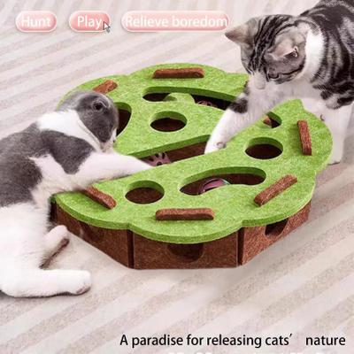 Inspired Living Felt Cat Puzzle Scratcher Toy With Bell Maze For Indoor Cat Enrichment Felt Cat Puzzle Scratcher Toy With Bell Maze For Indoor Cat Enrichment