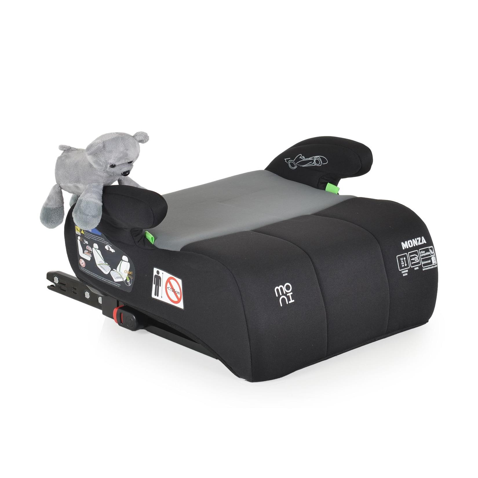 Moni Kindersitz, Sitzerhöhung Monza i-Size (125-150cm) Gruppe 3, Kuscheltier grau