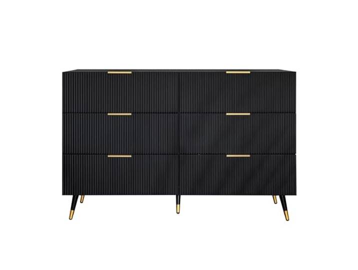 SOFTWEARY Sideboard, Mehrzweckschrank mit Schubladen, Aufbewahrungsschrank, Küchenschrank, Holzspanplatte, matt (schwarz)