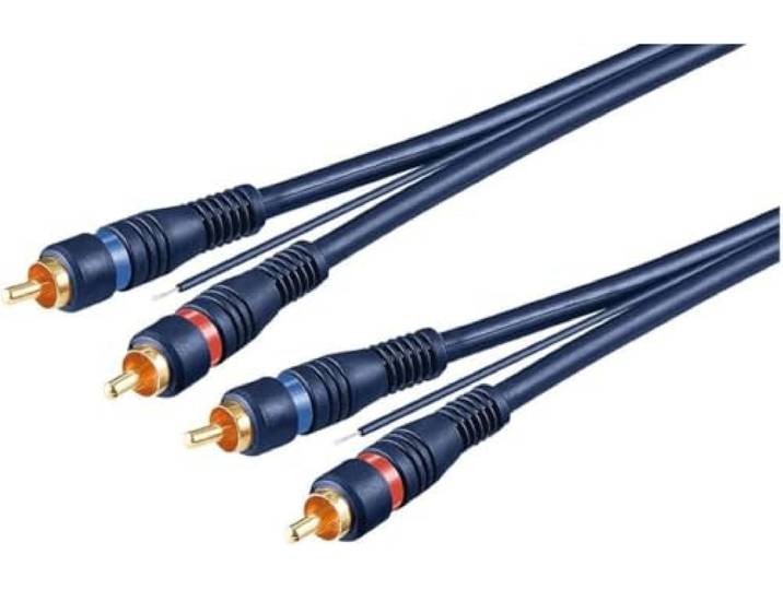 Goobay 50175 Car RCA-kabel 5 m - 2x RCA-stekker op 2x RCA-kabel voor Blu Ray Versterker HiFi Stereo - Subwoofer Kabel - Blauw