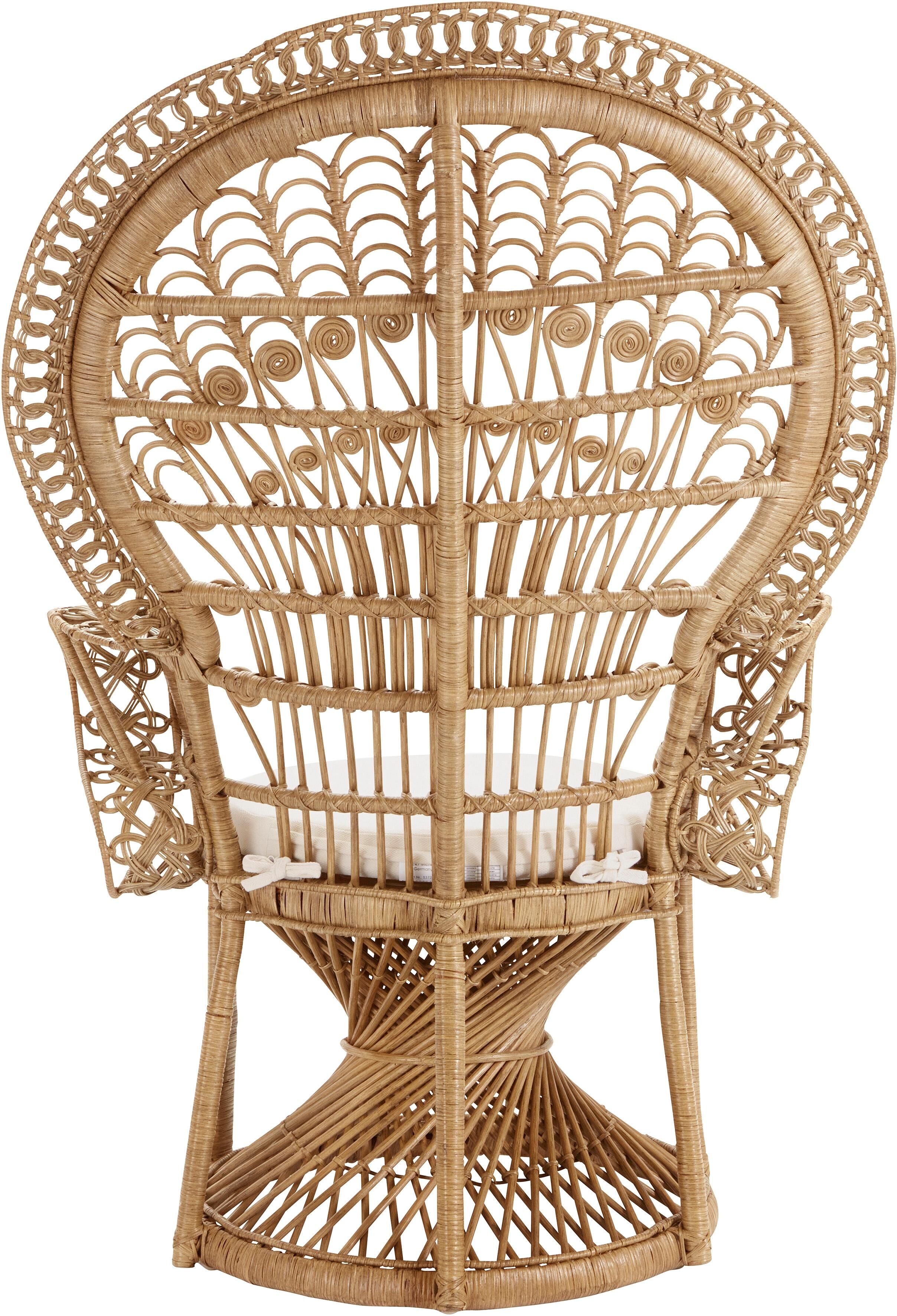 Rattanstuhl, grau (gestell grau gewischt), HOFMANN LIVING AND MORE, Stühle, Rattanstuhl, mit Kissenauflage gestell grau gewischt Einheitsgröße