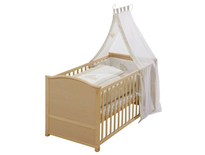 Roba Babybett Liebhabär 70 x 140 cm inkl. Textilien, Naturfarben, Rechteckig, 70x140 cm, Babymöbel & Kindermöbel, Babyzimmer, Babybetten, Gitterbetten