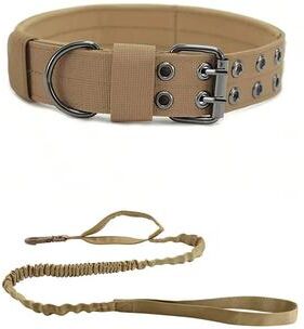 Uplift Essentials Professional Heavy Duty Tactical Dog Collar And Training Leash Set brown m