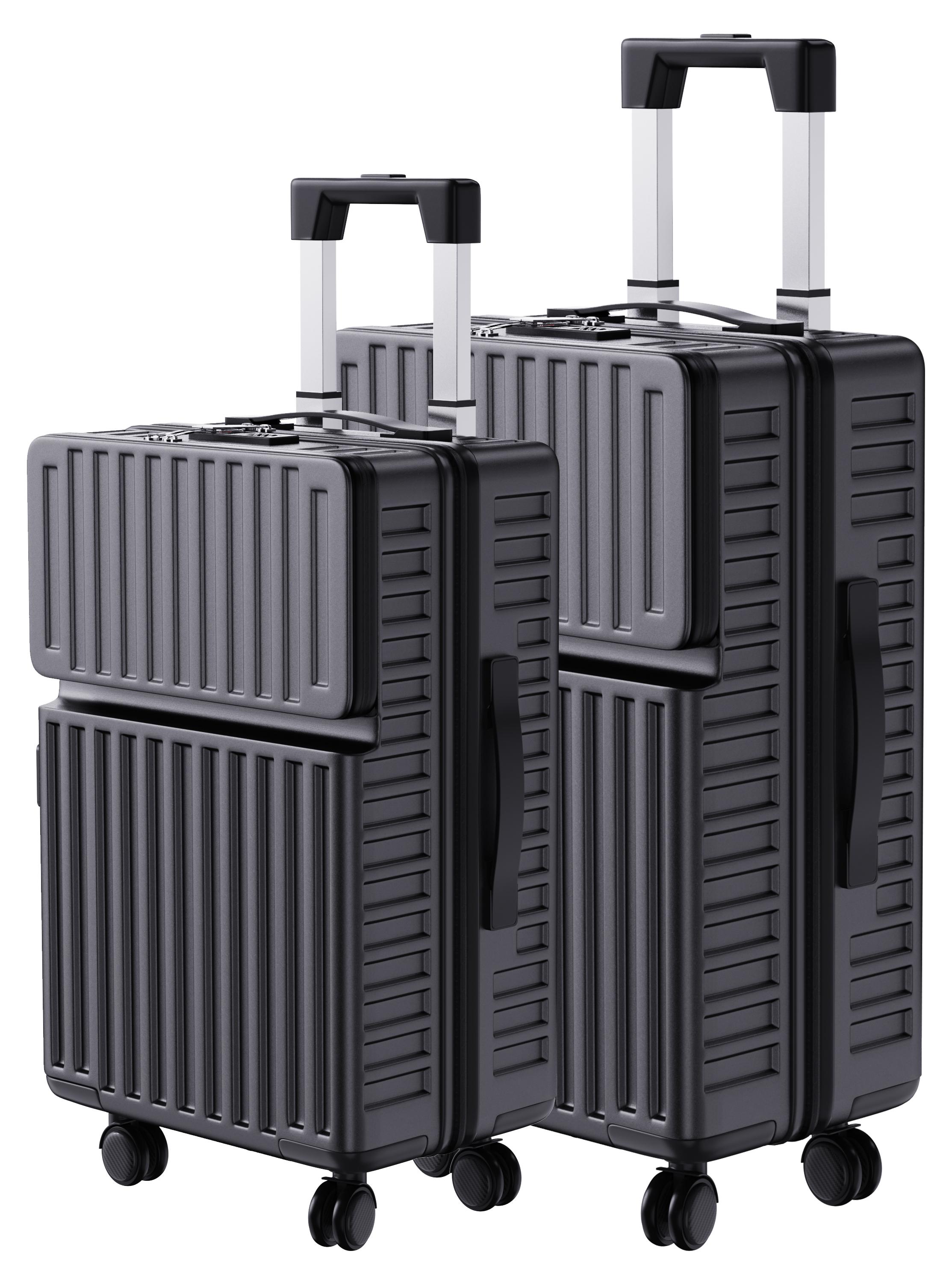 Koffer-Set, 2-teilig - Silber - Hartschalenkoffer - Mit Schloss und Rollen