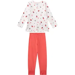 Sanetta Mädchen Schlafanzug, lang - Kids, Erdbeeren, Pyjama, Single Jersey Rosa/Beige / 116