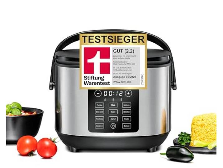 ROMMELSBACHER Multi Reiskocher MRK 650, 12 Programme, 24 Stunden Startzeitvorwahl, 3-D Heiztechnologie, keramische Beschichtung, 2 Liter Nutzvolumen, für 10 Portionen Reis