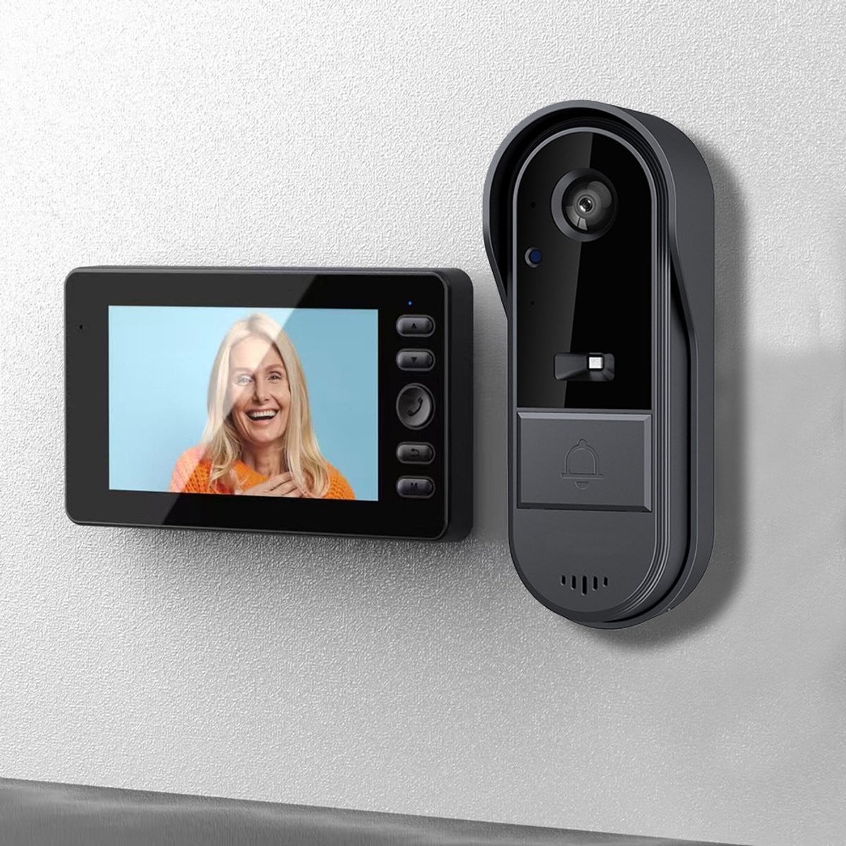 Draadloze Video Deurbel Camera met 4,3-inch Monitor en Intercom - Zwart