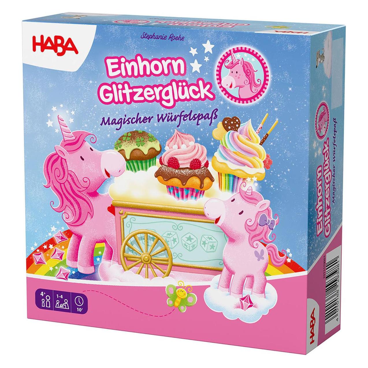 Haba Einhorn Glitzerglück - Magischer Würfelspass (Deutsch, Englisch, Französisch, Italienisch, 1 - 4 Spieler) (2013170001)