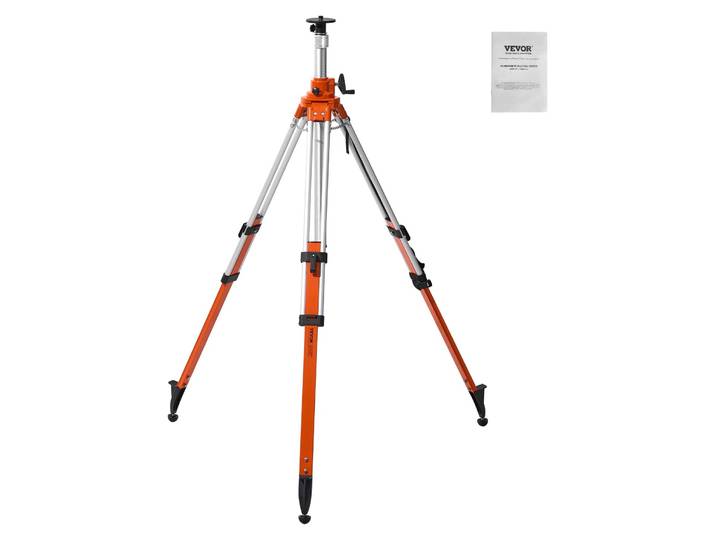 Trépied pour niveau à bulle laser VEVOR\, support fileté 5/8\ -11\, réglage en hauteur 45\,07-114\,37 pouces\, trépied d'arpentage robuste\, avec niveau à bulle et limiteur de diffusion\, relevable