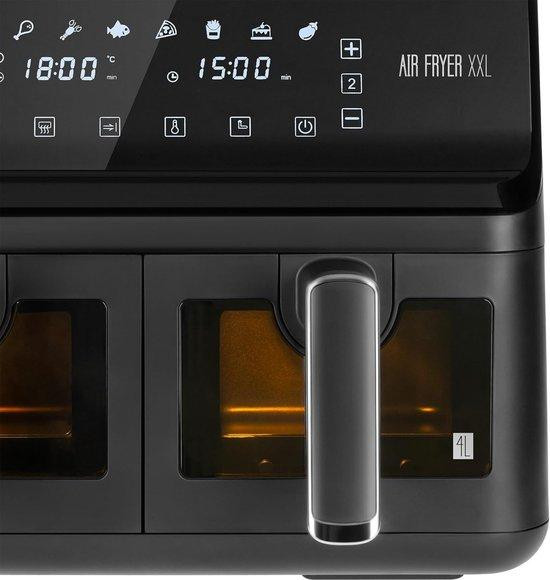 Uni-T Heteluchtfriteuse XXL met Dubbele Kamer en Twee Manden, 8 Liter, Zwart
