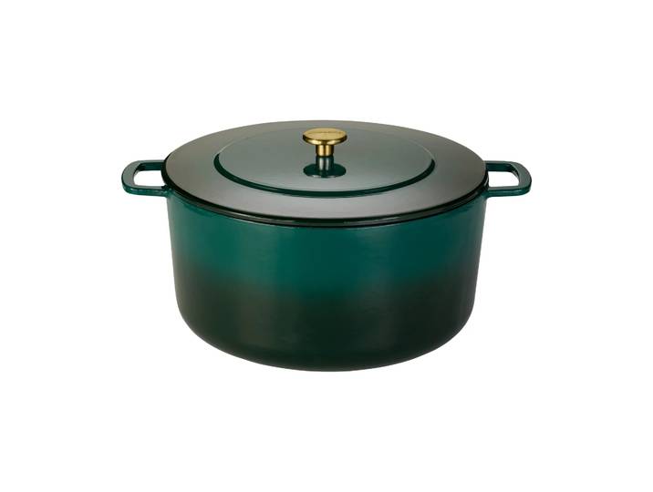 Combekk Combekk Emaillierter Gusseisentopf Ø32 cm Holly Green-gold knob