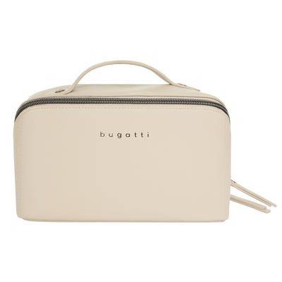 Kulturbeutel BUGATTI "BUGATTI Damen ALMATA", Damen, Gr. B/H/T: 23cm x 13cm x 13cm onesize, beige, Polyurethan (PU), unifarben, Taschen Kulturbeutel