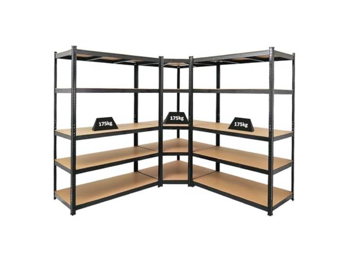 PROREGAL Mega Deal Eckregal Ragnar 1x: 180x90x60cm Taurus 2X: 180x120x60cm Schwarz Fachlast 175kg, Kellerregal, Steckregal, Garagenregal, Lagerregal