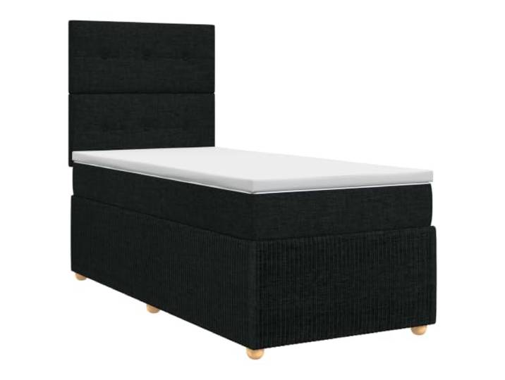KTHLBRH Boxspringbett mit schwarzer Matratze 90 x 200 cm Stoff Verstellbares Kopfteil, Polyester-Füllung, Taschenfedern, abnehmbare und waschbare Bezüge, mittlere Festigkeit