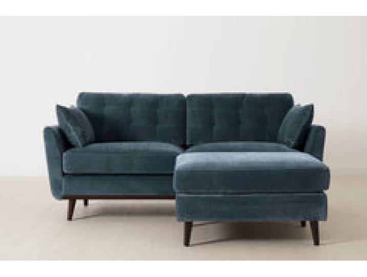 Model 10 Zweisitzer Sofa mit Hocker, Wasserblau