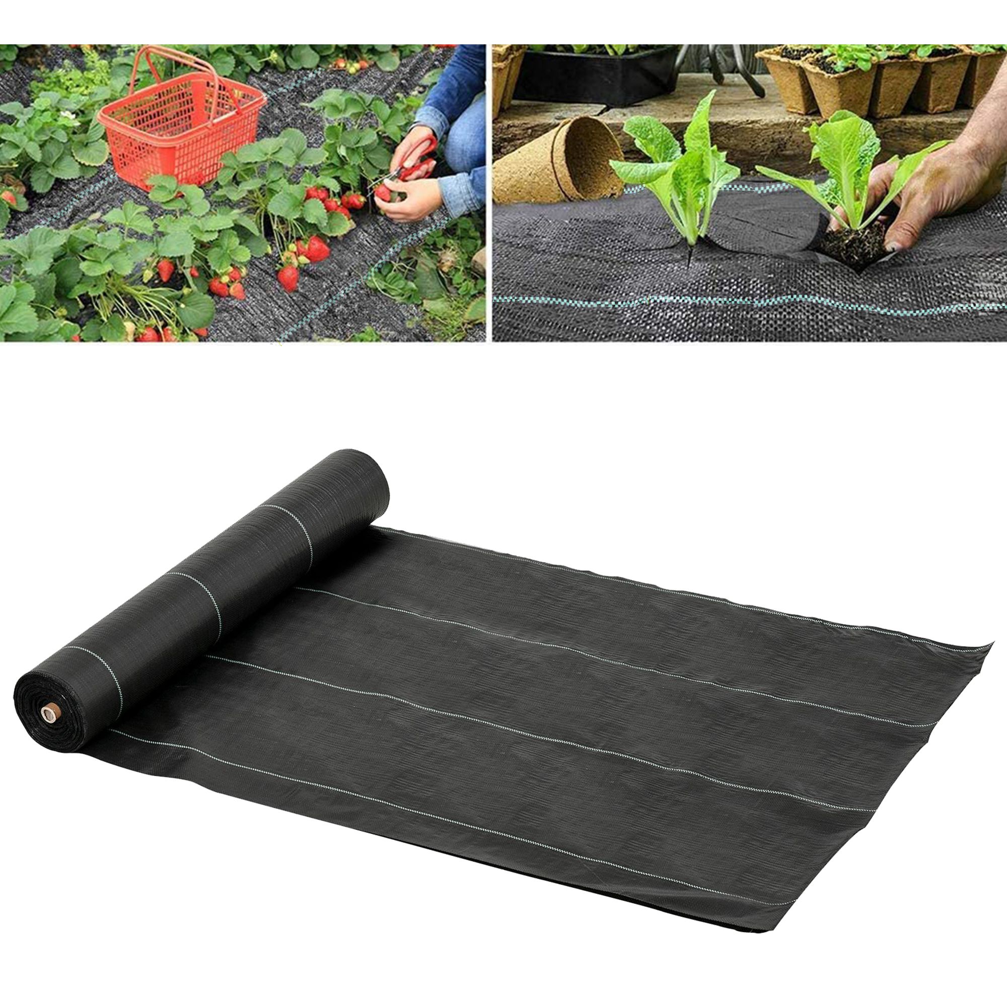 Outsunny Telo Nero Pacciamatura 50x2m per Orto, Serra, Giardino Drenante e Traspirante con Quadrettatura Aosom