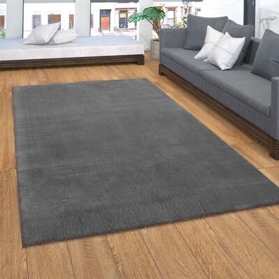 Paco Home Soft Washable Area Rug with Anti-Slip Backing in solid Colors